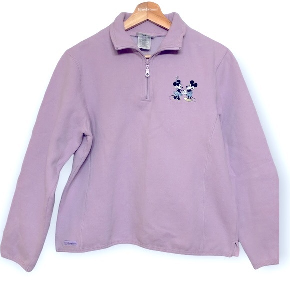 Disney Tops - Vintage Walt Disney World Mickey and Minnie Quarter Zip Sweatshirt